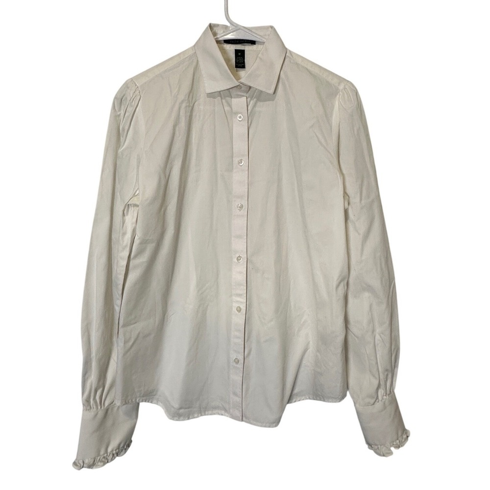 Lauren Ralph Lauren Creme Button Down precious feminine ruffle sleeve detail